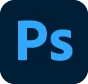 Logo Photoshop màu xanh dương trên nền tối, biểu tượng của phần mềm chỉnh sửa ảnh.