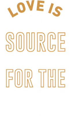 Thiết kế chữ "Love is a source of peace for the mind" với phông chữ nghệ thuật và màu sắc vàng cam nổi bật trên nền xám.