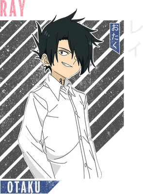 Hình vẽ nhân vật anime Ray, mặc áo sơ mi trắng, có số 81 trên cổ, phong cách ngầu.