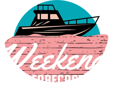 Hình ảnh minh họa thuyền buồm trên biển với dòng chữ 'Weekend Forecast'