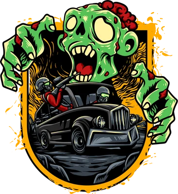 Hình minh họa zombie khổng lồ đang tấn công chiếc xe quân sự với binh lính bên trong