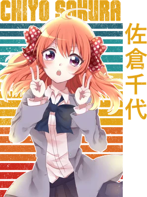 Nhân vật Chiyo Sakura trong anime Gekkan Shoujo Nozaki-kun với phong cách retro vintage