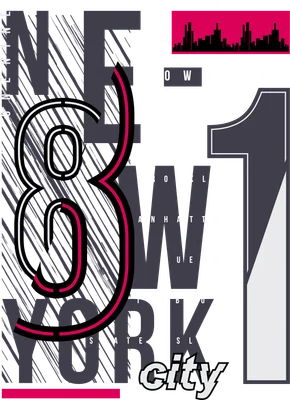 Thiết kế đồ họa typography New York City với số 81 và tên các quận, phong cách hiện đại