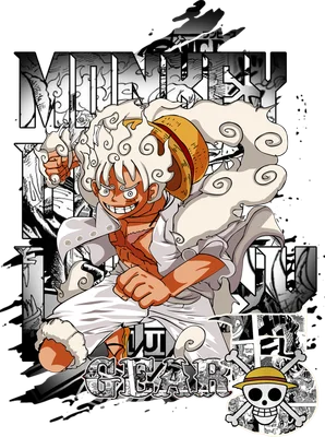 Hình ảnh Monkey D. Luffy trong trạng thái Gear 5, tóc trắng xoăn, đội mũ rơm, biểu cảm chiến đấu.