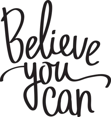 Dòng chữ "Believe you can" viết tay màu đen trên nền xám, truyền tải thông điệp tích cực.