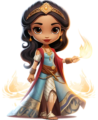 Công chúa phép thuật chibi dễ thương với ánh sáng vàng