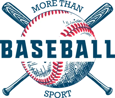 Hình ảnh minh họa bóng chày và hai cây gậy bắt chéo, với dòng chữ 'MORE THAN BASEBALL SPORT'.
