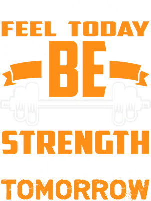 Hình ảnh động lực tập luyện với thông điệp 'The pain you feel today will be the strength you feel tomorrow' và hình ảnh tạ.