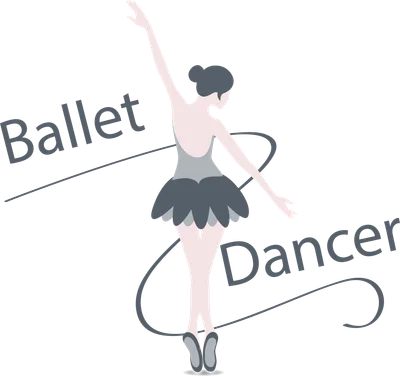 Hình ảnh minh họa một nữ vũ công ballet đang thực hiện động tác múa, với chữ 'Ballet Dancer' cách điệu xung quanh.