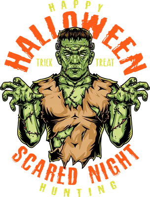 Hình minh họa Frankenstein phong cách vintage cho lễ hội Halloween