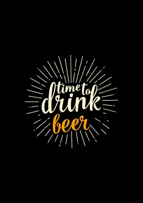 Hình ảnh chữ 'time to drink beer' với hiệu ứng tia sáng và nền đen, phong cách retro.