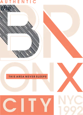 Thiết kế typography chữ 'BRONX CITY NYC 1992' với phông chữ hiện đại và màu sắc nổi bật.