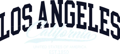 Thiết kế chữ Los Angeles California với phông chữ đậm và chữ viết tay, nền xám.