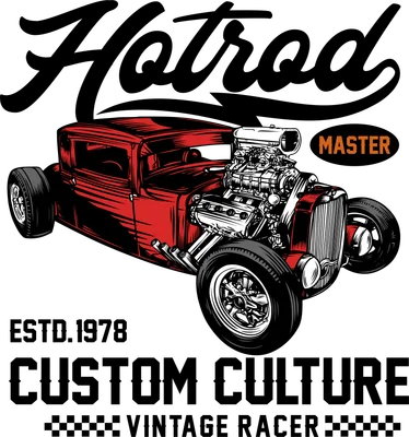 Thiết kế đồ họa xe hơi Hotrod cổ điển với phong cách Custom Culture mạnh mẽ cho in ấn