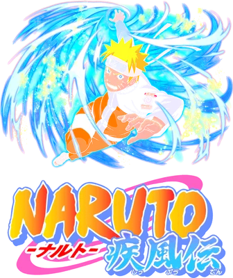 Hình ảnh Naruto Uzumaki trong bộ đồ cam, tóc vàng, tung chiêu Rasengan màu xanh.