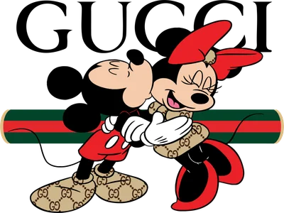 Mickey và Minnie tình tứ với họa tiết Gucci