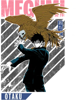 Hình ảnh Megumi Fushiguro từ Jujutsu Kaisen cùng với Chim Ứng Long của mình, phong cách anime.