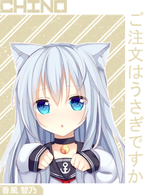 Nhân vật Chino Kafuu từ anime Gochuumon wa Usagi Desu ka với phong cách chibi dễ thương
