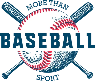 Hình ảnh minh họa bóng chày và hai cây gậy bắt chéo, với dòng chữ "MORE THAN BASEBALL SPORT"