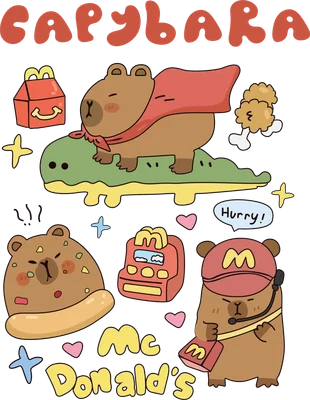 Capybara siêu anh hùng và nhân viên McDonald's dễ thương
