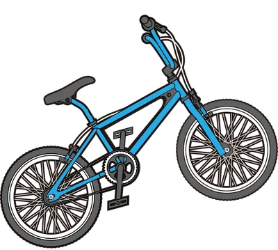 Hình minh họa xe đạp BMX màu xanh dương với chữ "BIKER NEWYORK Street Way" trên nền xám.