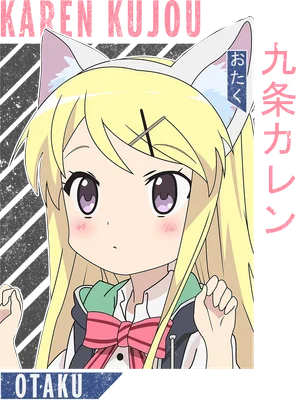 Hình ảnh cô gái anime tóc vàng tai mèo, đeo nơ hồng, biểu cảm dễ thương.