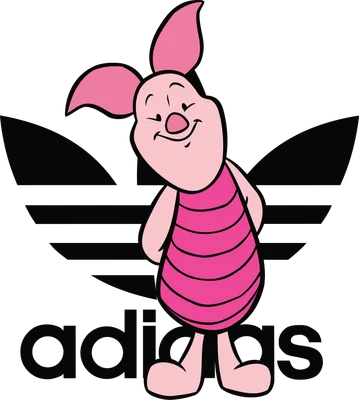 Heo Piglet dễ thương bên logo Adidas