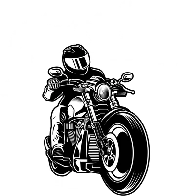Hình ảnh minh họa tay đua mô tô đội mũ bảo hiểm, lái xe trên nền xám, chữ "Fearless" phía trên.