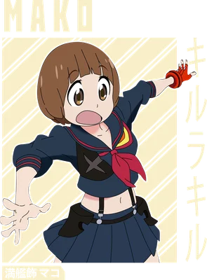 Hình ảnh Mako Mankanshoku từ anime Kill la Kill, phong cách chibi, biểu cảm ngạc nhiên.