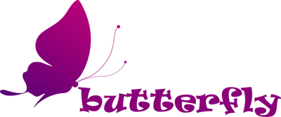 Logo bướm màu tím gradient với chữ "butterfly" bên cạnh.