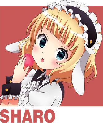 Hình ảnh anime cô hầu gái tóc vàng, mắt xanh, mặc đồng phục hầu gái, cầm trái tim màu hồng.