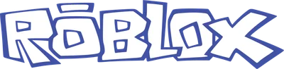 Logo Roblox chữ trắng viền xanh trên nền xám
