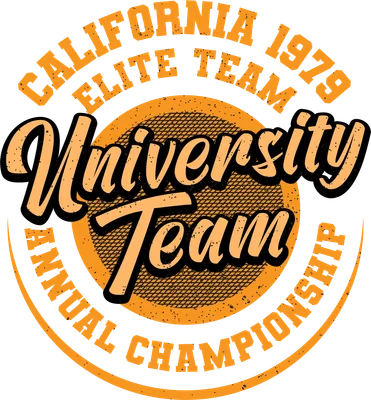 Thiết kế logo University Team phong cách vintage thể thao với chữ California 1979