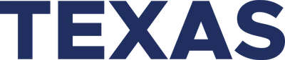 Chữ TEXAS màu xanh navy nổi bật trên nền xám đơn giản