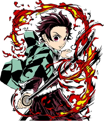 Hình ảnh minh họa anime một chàng trai với kiếm, bao quanh bởi hiệu ứng lửa đỏ và vàng, mặc áo họa tiết caro xanh mint.