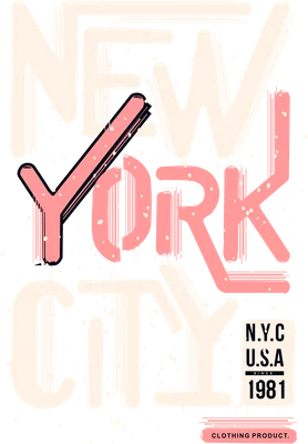 Hình in chữ NEW YORK CITY màu hồng và kem trên nền xám, phong cách brush stroke với hiệu ứng hạt