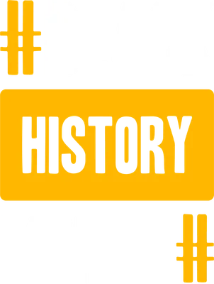 Thiết kế chữ 'Black History Month' với hashtag màu vàng nổi bật trên nền xám.