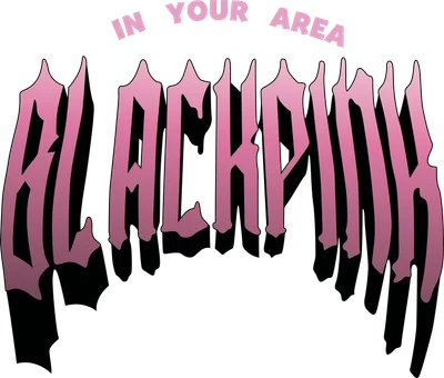 Logo BLACKPINK "In Your Area" với font chữ graffiti màu hồng gradient và bóng đen đổ xuống.