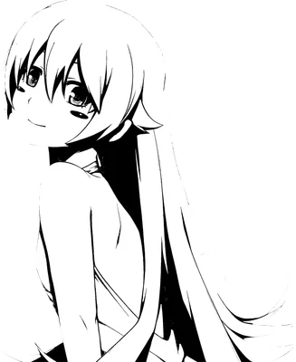 Hình vẽ cô gái anime tóc dài màu trắng, quay lưng lại, mỉm cười