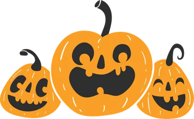 Ba quả bí ngô Halloween với khuôn mặt cười ngộ nghĩnh trên nền xám