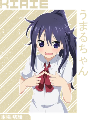 Hình ảnh cô gái anime tóc tím, mặc áo sơ mi trắng, đeo nơ đỏ, biểu cảm ngượng ngùng.