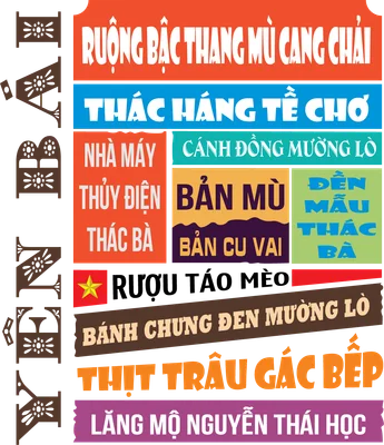 Yên Bái đặc sản địa danh phong cách typography vintage