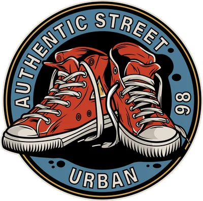 Hình in giày sneaker đỏ phong cách retro đường phố