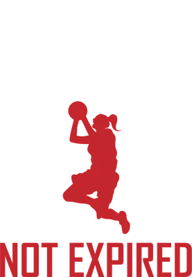 Hình ảnh silhouette đỏ của vận động viên bóng rổ nữ đang nhảy ném bóng, phía trên có chữ 'I'M RETIRED' và phía dưới có chữ 'NOT EXPIRED'