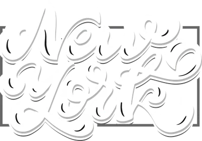Chữ 'New York' viết tay theo phong cách retro, màu trắng nổi bật trên nền xám.