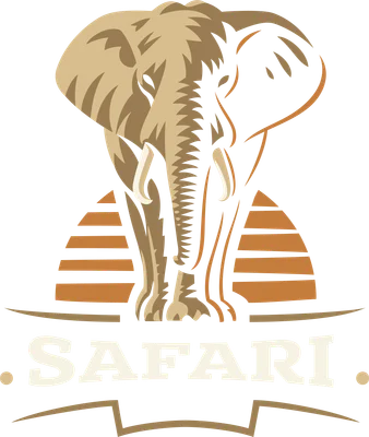 Hình ảnh minh họa voi Safari đứng trước kim tự tháp, có chữ 'SAFARI' bên dưới.
