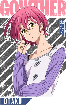 Hình ảnh nhân vật anime Gowther với tóc hồng, đeo kính, mặc áo tím và trắng.