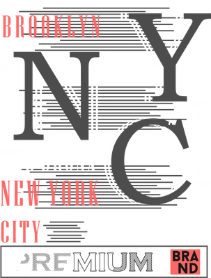 Thiết kế đồ họa chữ New York City với các quận Brooklyn, Queens, The Bronx, Manhattan, Staten Island và chữ Premium Brand.