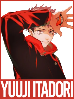 Hình vẽ Yuji Itadori từ anime Jujutsu Kaisen, tay che mặt, biểu cảm ngầu.