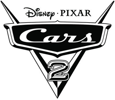 Logo Cars 2 của Disney Pixar, biểu tượng xe hơi màu đen trắng
